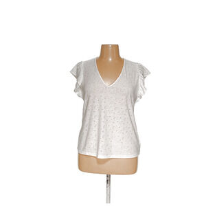 Michael Kors White Floral Eyelet Blouse XL